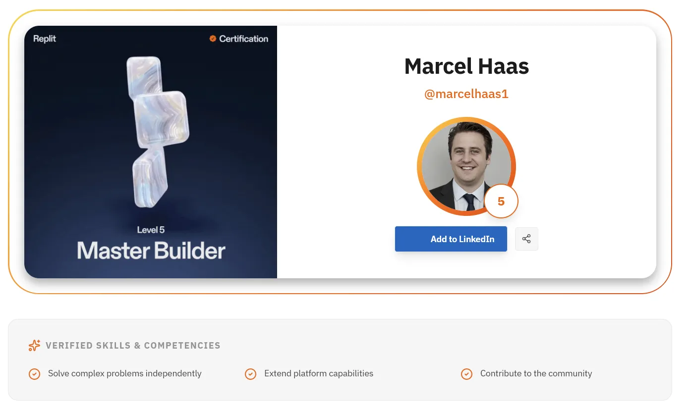 Replit Certification Level 5 Master Builder